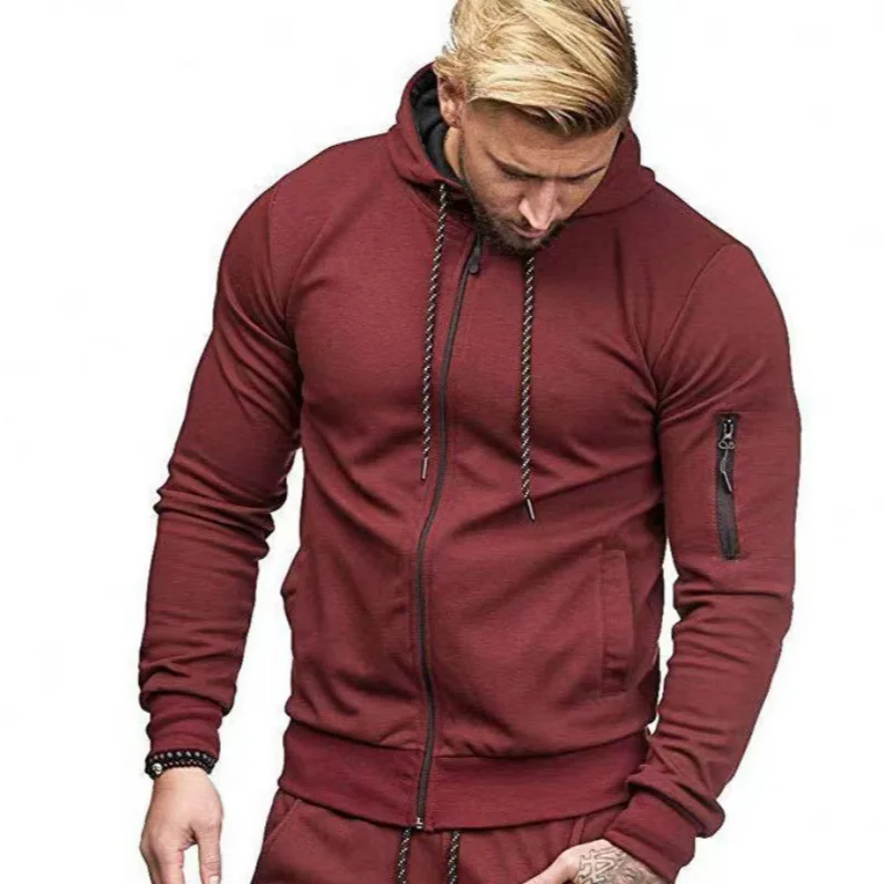 Men\'s Fashion Zipper Hoodie Solid Color Zipper Hooded Daily Fitness Basic Thin Hoodies Sweatshirts Long Sleeve Blue Gray Black