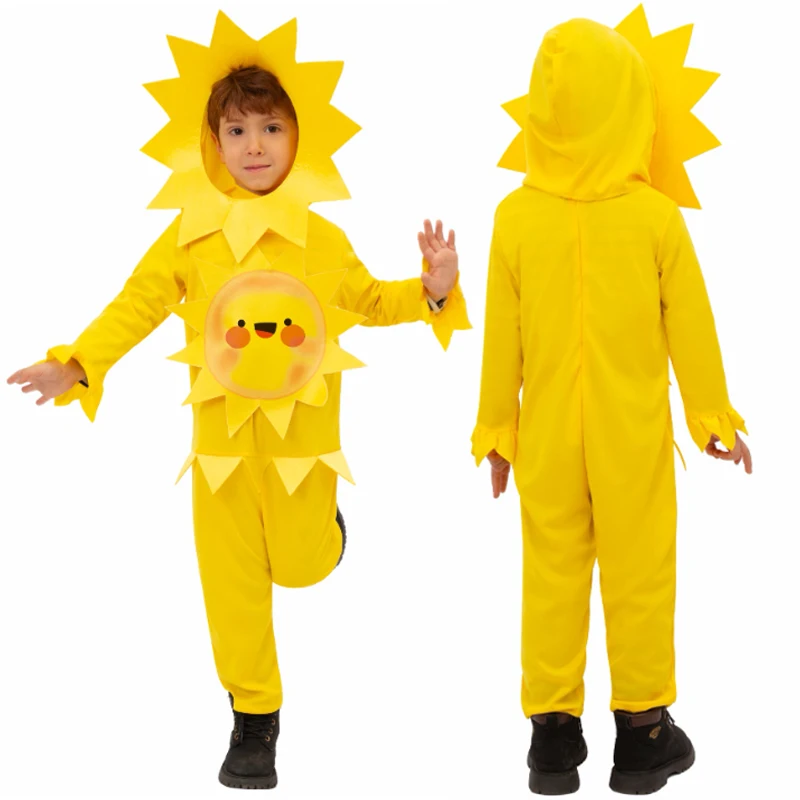 Halloween Kids Boys Girls Cosplay Costume Cute Plant Sunflower / Roseflower Jumpsuit + Headwear Kindergarten Performance Outfits