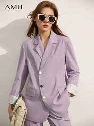 Amii-Chaqueta de traje minimalista para mujer, Blazer de oficina con solapa, pantalones sueltos, se venden por separado, Primavera, 12140122