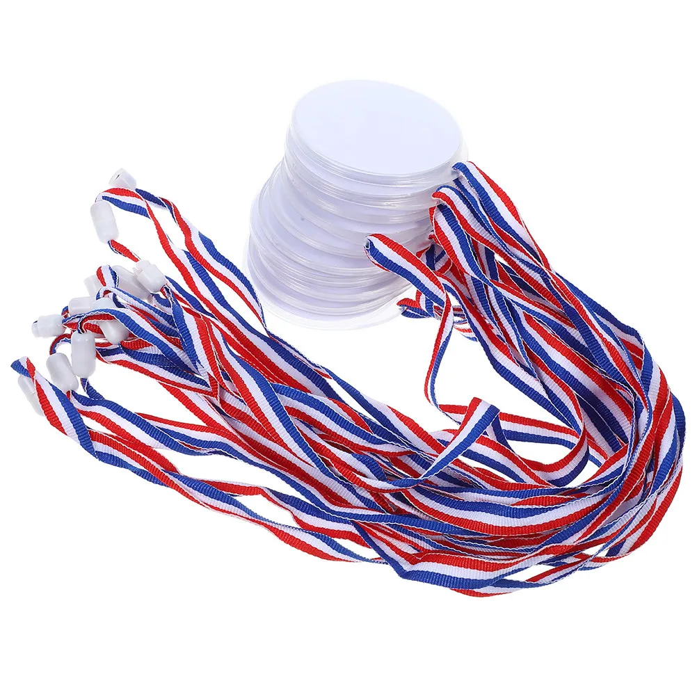 12pcs DIY Medal Shells with Colored Lanyards for Sports, School Events & Creative Awards