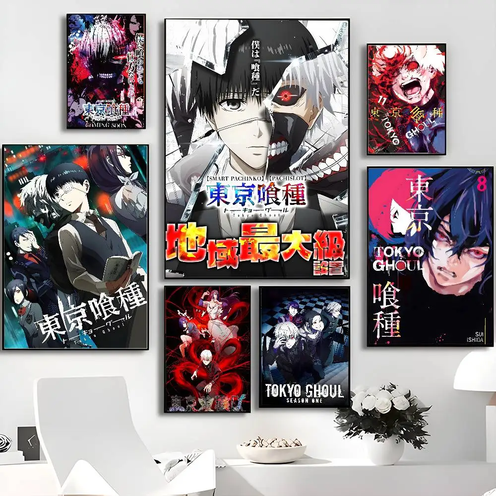 Anime Tokyo Ghoul Self-adhesive Art Poster Whitepaper Prints Posters Artwork Aesthetic Art Wall Painting