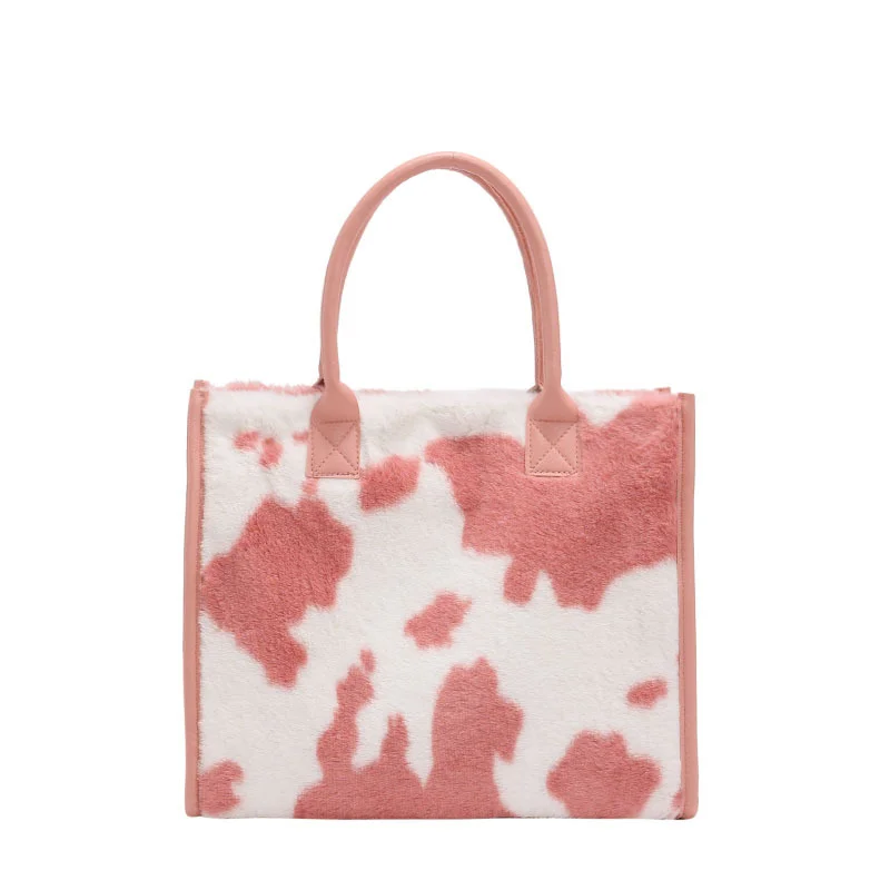 Frauen Weiche Plüsch Handtasche Neue Winter Leopard Kuh Druck Tragetaschen Weibliche Pu Leder Unterarm Taschen Pelzigen Flauschigen Schulter Tasche – Detail 24