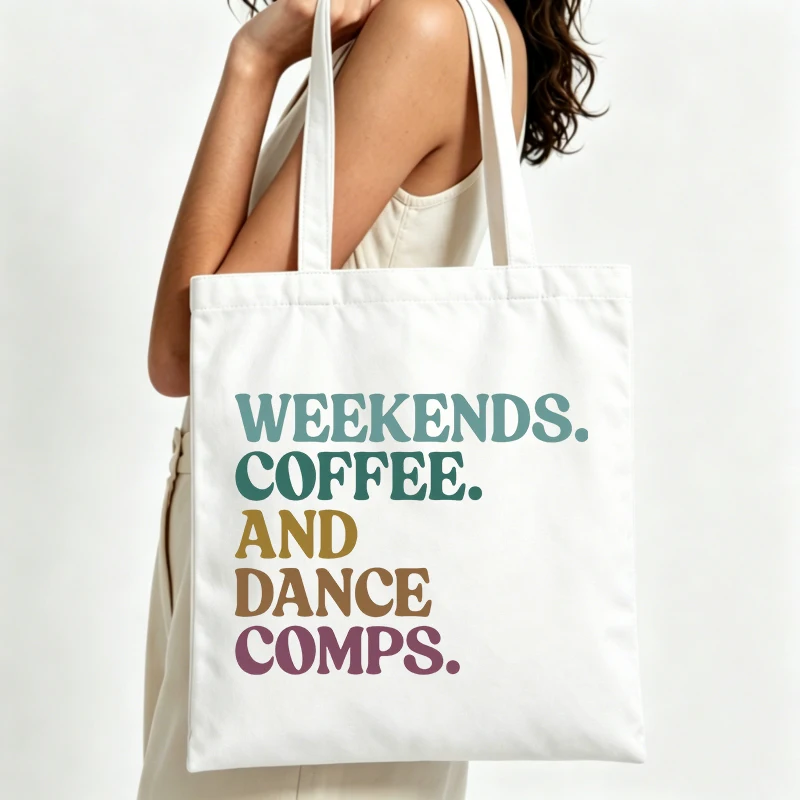 slogan-style graphic canvas tote bag, casual weekend coffee outings and daily use
