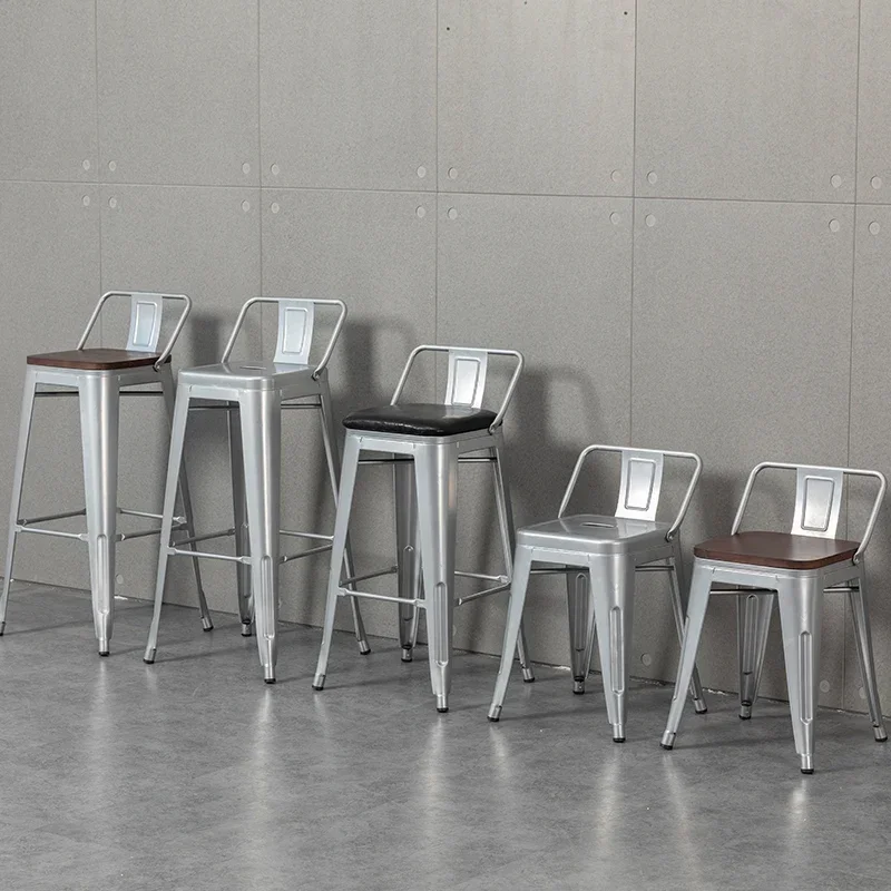 Silver Mid Century Metal Bar Stools Make Up Saloon Barber Backrest Bar Stool Library Bedrooms Sgabello Cucina Home Furniture