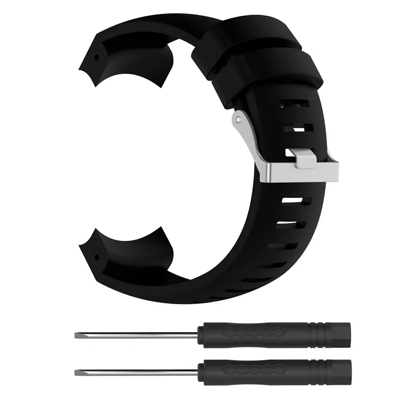 Correa de silicona para reloj inteligente, pulsera deportiva de repuesto para Suunto Core ALU, color negro