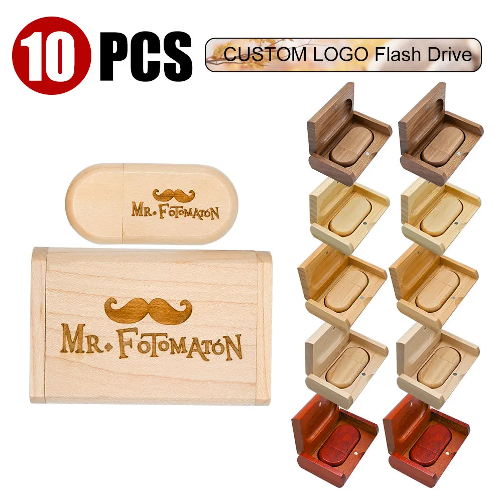 

10pieces free Customizable LOGO USB Flash Drive 2.0 Wooden Pendrive 32GB 64GB 128GB Memory Stick Wedding Gift laser engraving