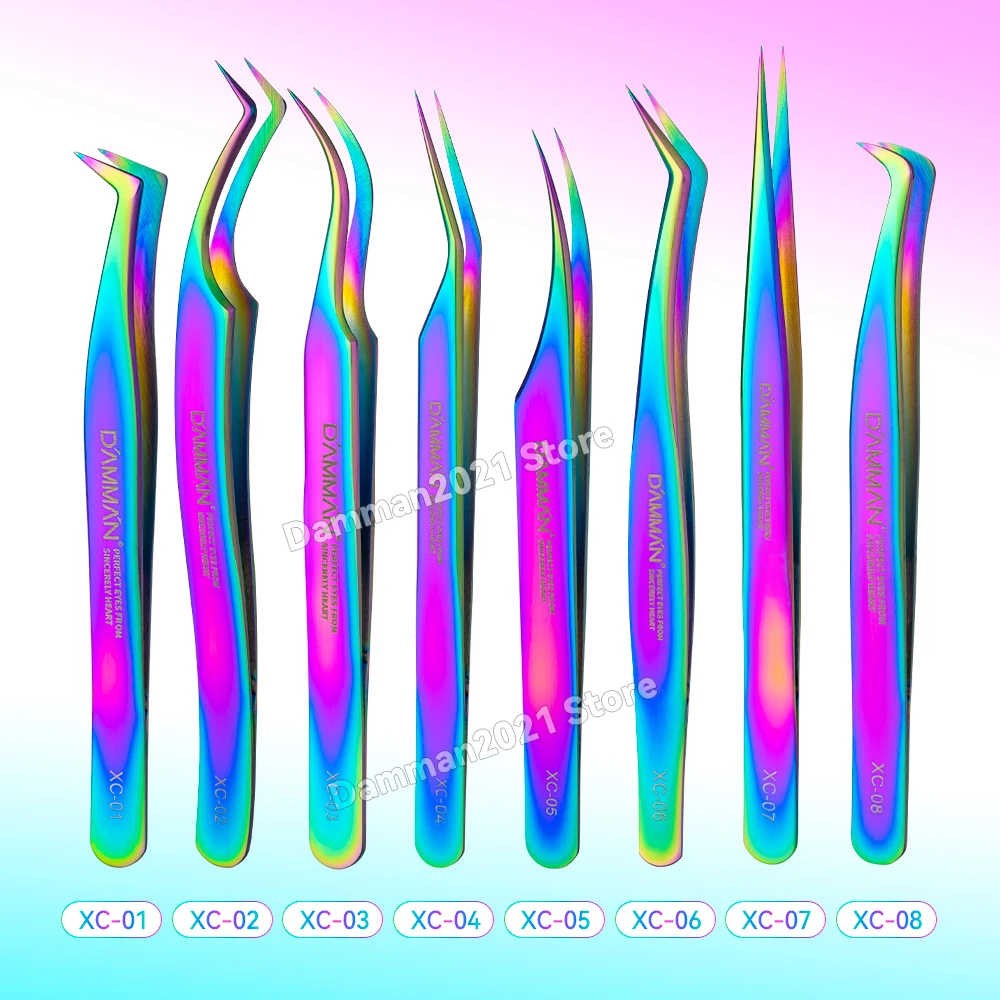 Damman pincet voor wimperverlenging Hoge precisie wimperpincet Kleurrijke roestvrijstalen wimperpincet Professioneel