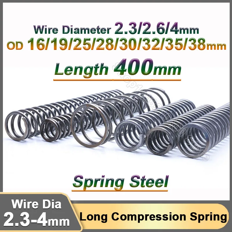 

Wire Dia 2.3 2.6 4mm Length 400mm Long Compression Spring Steel Y Type Compressed Release Pressure Return Spring OD 16 19-38mm