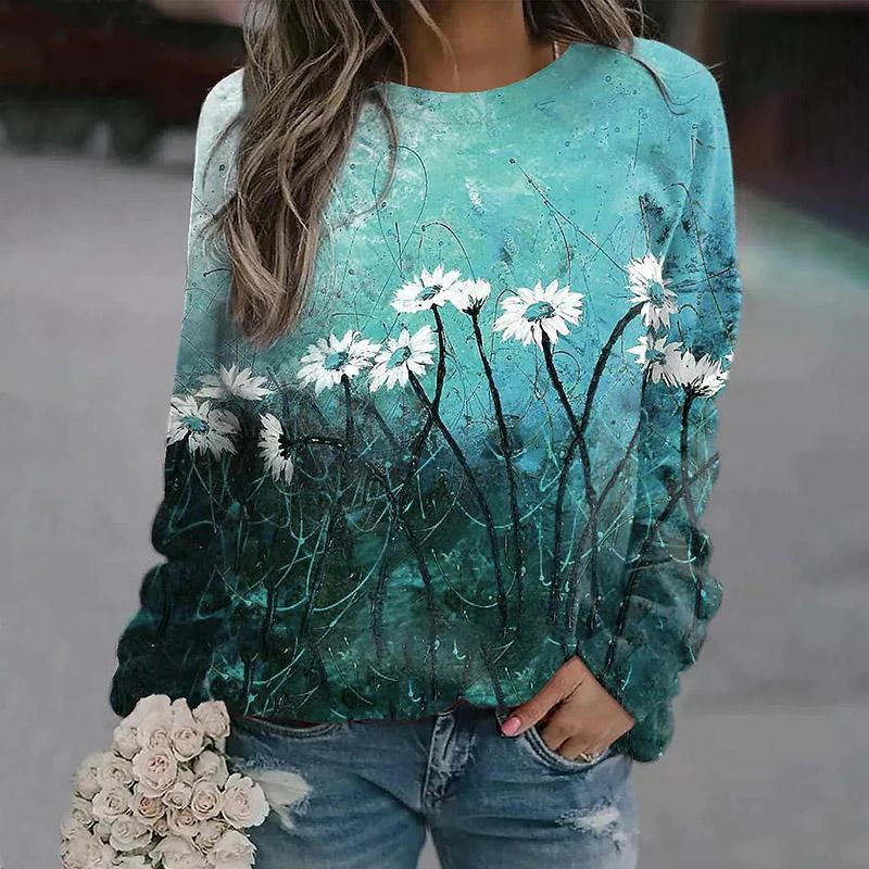 Autumn Sweatshirts Floral Flower 3D Print Hoodies Women Fashion Streetwear Long Sleeve Pullovers Tops Y2k Hoodie Woman Clothing