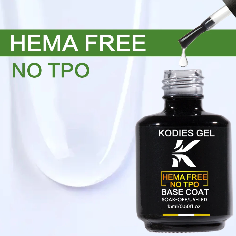 KODIES GEL HEMA TPO libre Base de goma capa Gel Esmalte Vernis Semi permanente UV suministros de uñas barniz de Gel Base de larga duración