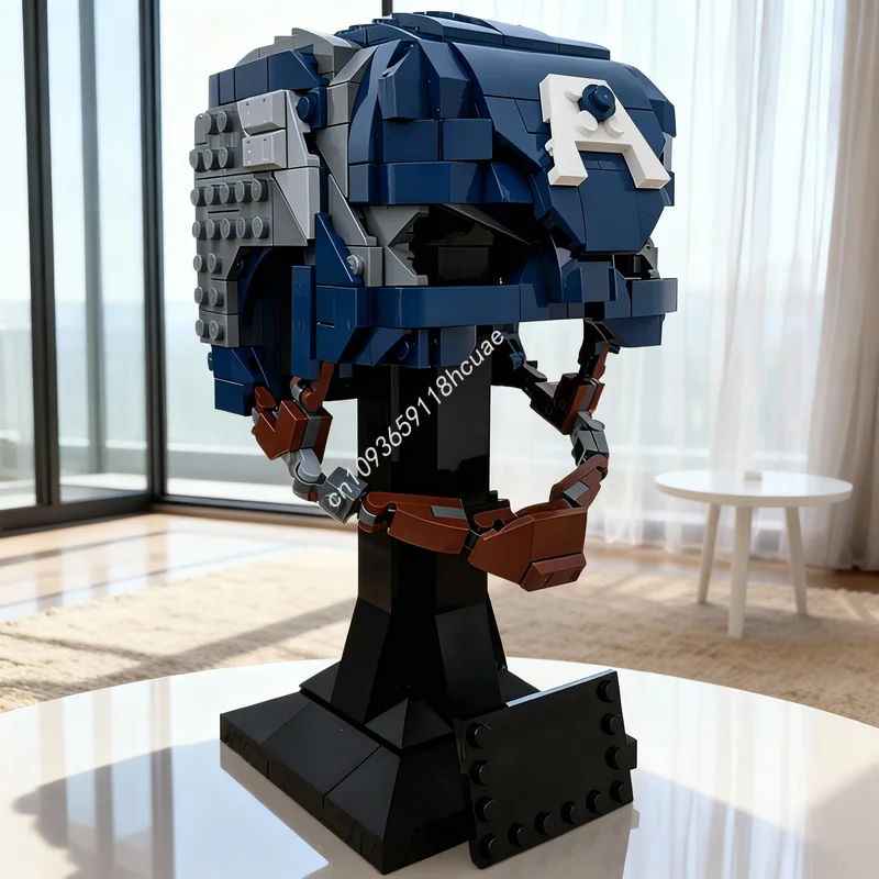 

587pcs MOC Captain America Face Helmet Super Heroes Marvelled Avengers Model Building Toys Blocks Christmas Gifts Construction