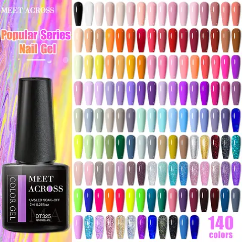 7ml 140 Colors Nail Gel Polish UV LED Nail Art Supplies Vernis Gel for All-Season Manicure DIY Design Base Gel Top Coa Matte