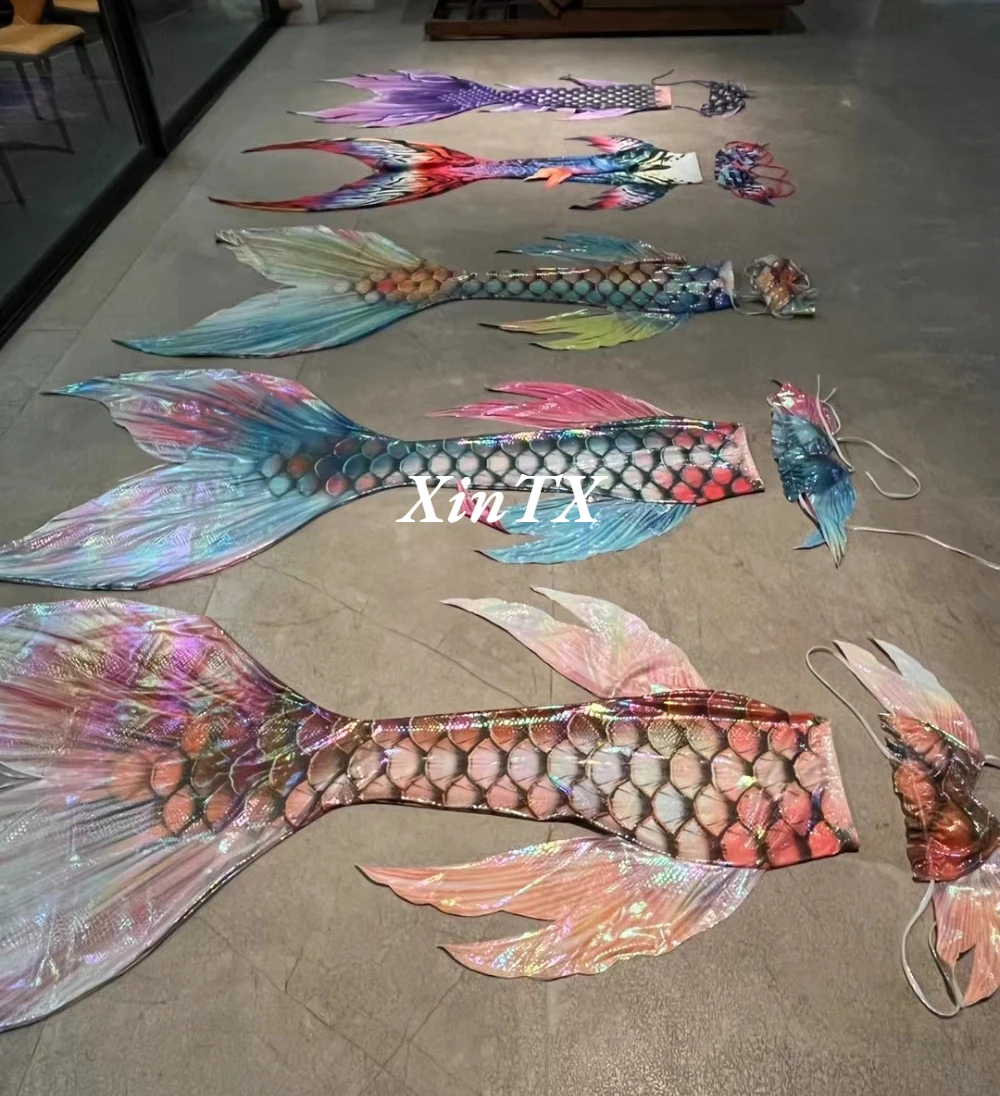 Adult Mermaid Tail Super Shiny Hot Stamping Bronzing Fabric Blingbling Can Fit Australian Fins Aquarium Swimming Bikini