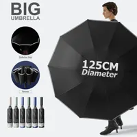 Super Large 125CM Automatic Folding Umbrella for Men,Waterproof Windproof Strong Safety Reflective Reinforced Golf Big Umbrellas