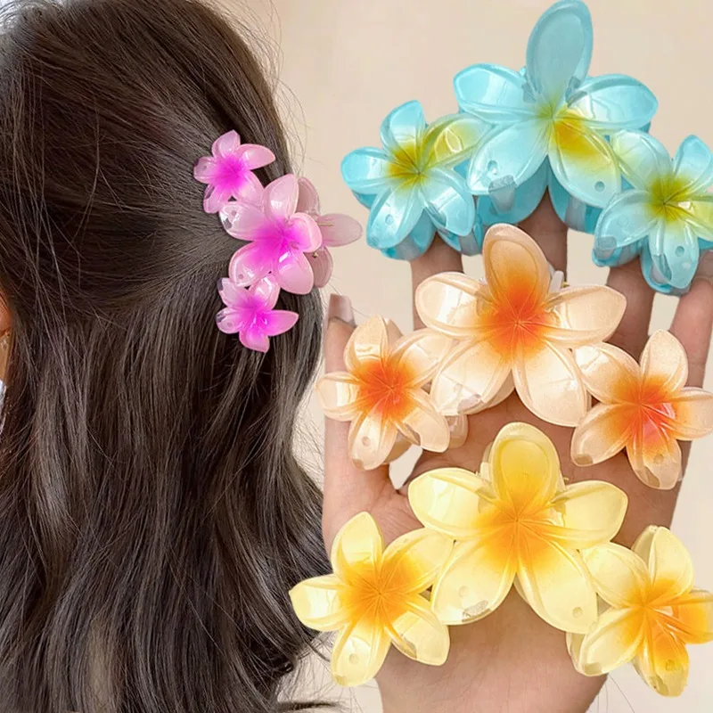 1/6pcs Egg Flowers Hair Claws Back of Head Retro Cororful Hairpin Shark Clip Korean Style Seaside Vacation Girl Hair Accessories