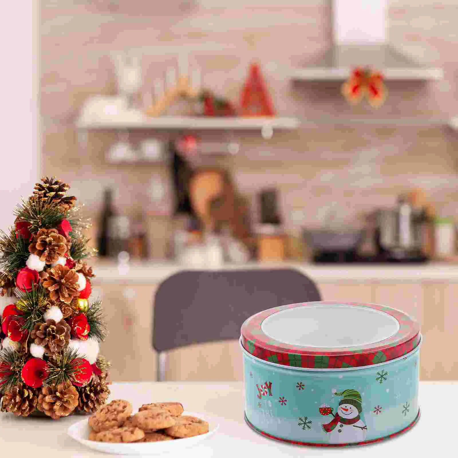 Santa Cookie Tin Christmas Box Boxes Candy Storage Holder Holiday Tins Container Gift for Presents