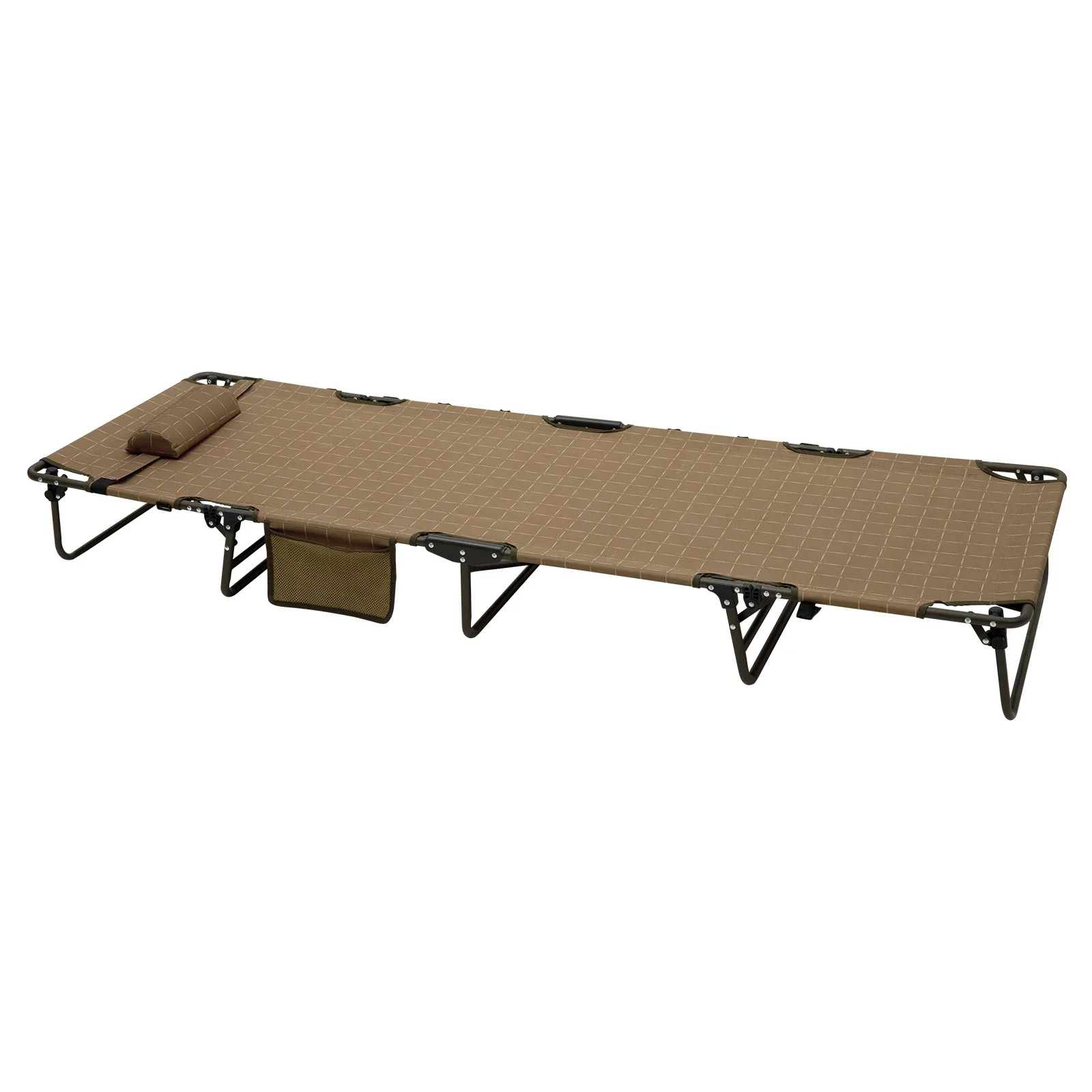 

Sunnyfeel Brown Printed Sturdy and Comfortable Portable Camping Cot with Side Pocket for Outdoor furniture
