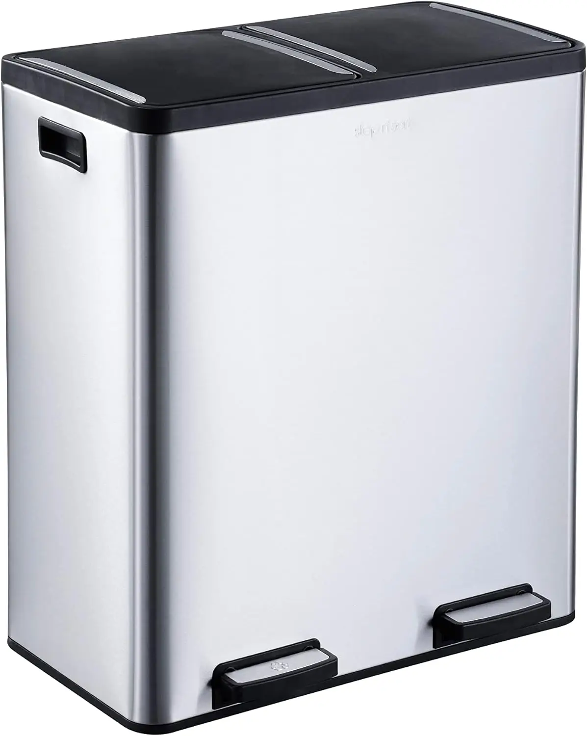 

Extra Large 70L Dual Trash and Recycling Bin with Soft-Step Pedal, Removable Bins, Stainless Steel Finish
