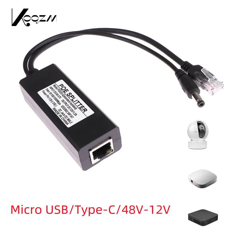 48V untuk 5V POE Splitter Gigabit mikro USB Tipe C Poe untuk Raspberry Pi 4 4B IEEE802.3af/at 1000M untuk Set Gateway-kotak atas