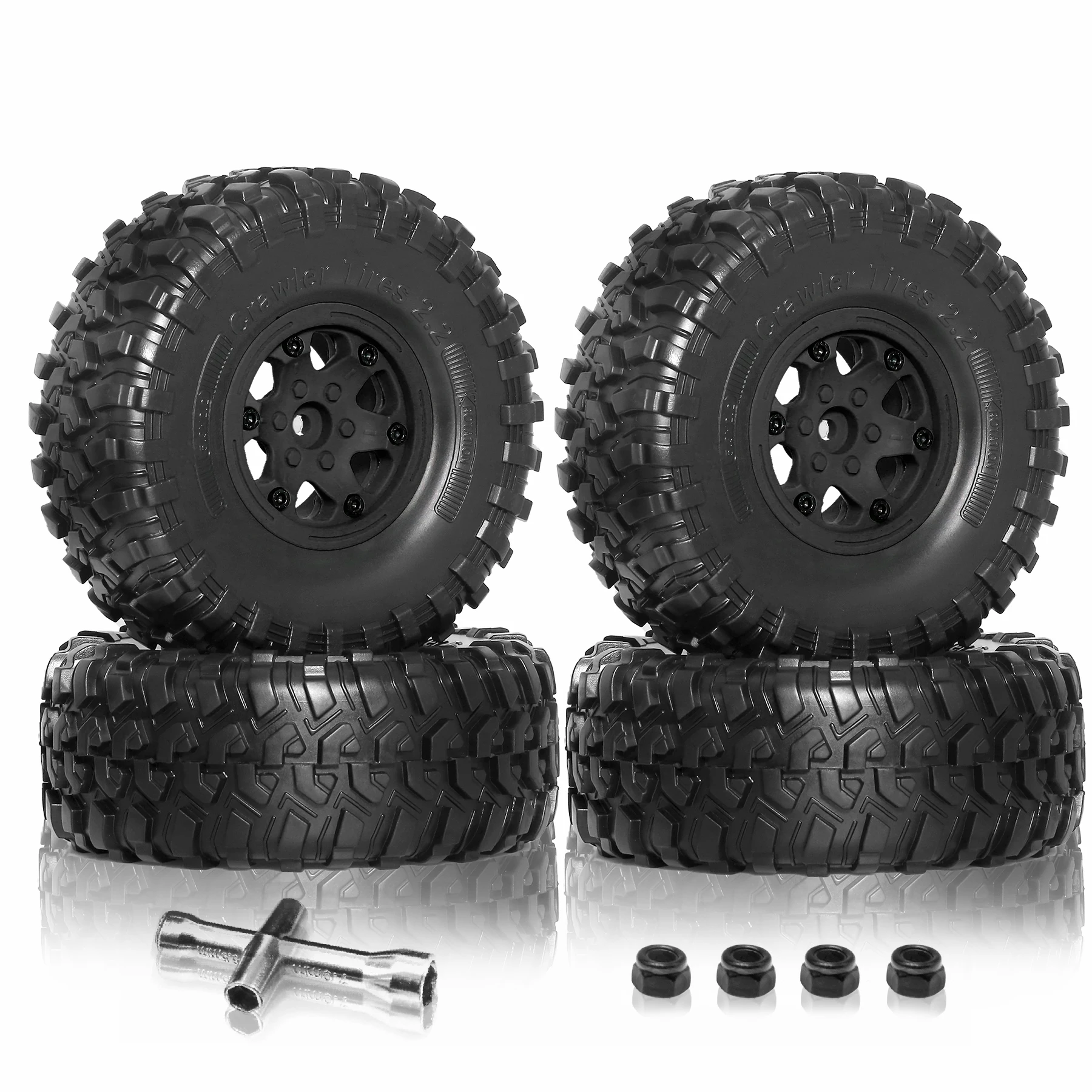red-sprder-4個入り-22インチゴムタイヤとプラスチックホイールハブセット-od-132mm-1-10-rcクローラーカー-axial-scx10-ii-pro-gen7-8-d90-wraith用