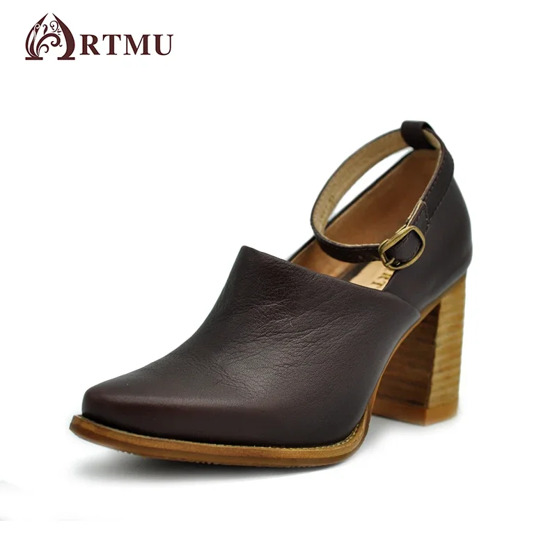 Artmu Fashion Women Pumps Shoes For Women 8 cm Super High Heels Genuine Leather Female Pointed Toe Buckle Mary Jane Ladies Shoes