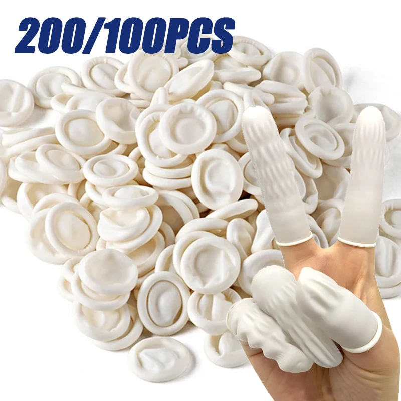 

100/200PCS Disposable Fingertips Protector Gloves Rubber Gloves Non-slip Finger Cots Anti-static Finger Cover Nail Art Tool