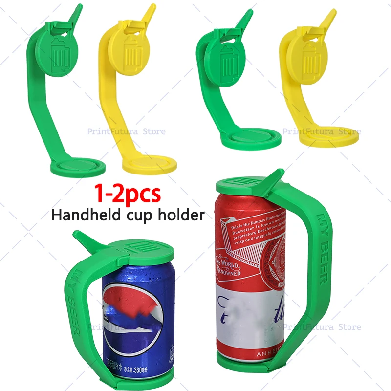 1-2PCS Camping Beach Pool Beer Holder Protector Cola Beer Handheld Cup Holder Portable Cup Holder Camping Style Outdoor Products