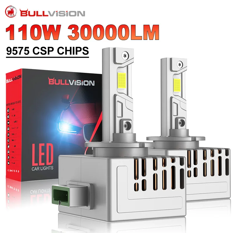 Bullvision 2PCS D3S LED Headlights D1S D2S D4S D8S 110W Xenon Lights Turbo LED Two Sided 9570 CSP Chips For Car D1R D2R D3R D4R