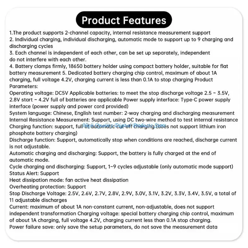 U2JE Color Screen Battery Testing Board for 18650 Cells, Two Bay Capacity and Internal Resistance Tester with Cooling Fan and
