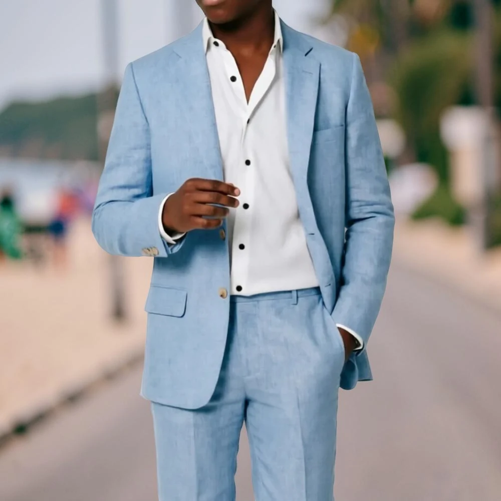 Summer Linen Wedding Tuxedo 2 Pieces Lightweight Suits For Boy Kids Suits and Separates Soft Elegant Fabric Wedding Party Wear