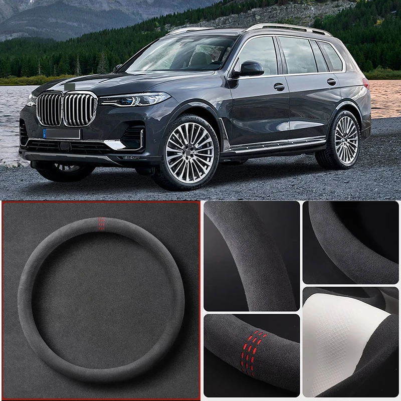 

Alcantara Anti-Slip Black Suede Leather Car Universal Steering Wheel Cover For BMW X7 Car Accessories