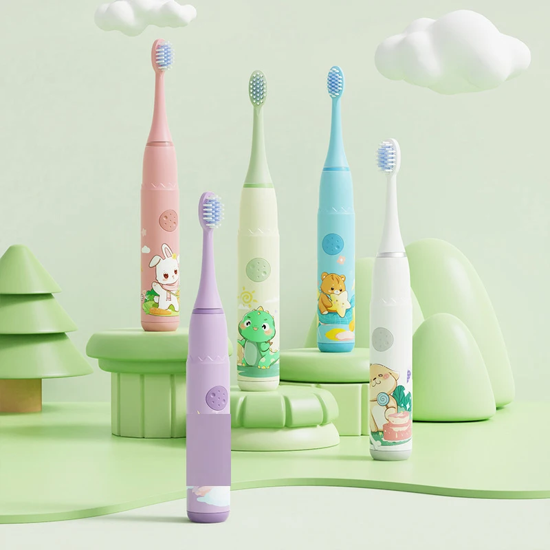 Children Electric Toothbrush Cartoon for Kids Rechargeable Sonic Toothbrush Ultrasonic With 6/8 Replacement Head IPX7 Waterproof