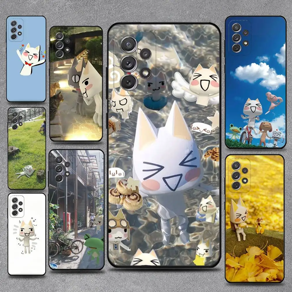 

INS Cute Toro Inoue Cat Phone Case For Samsung S25,S24,S21,S22,S23,S30,Ultra,S20,Plus,Fe,Lite,Note,10,9,5G Black Cover
