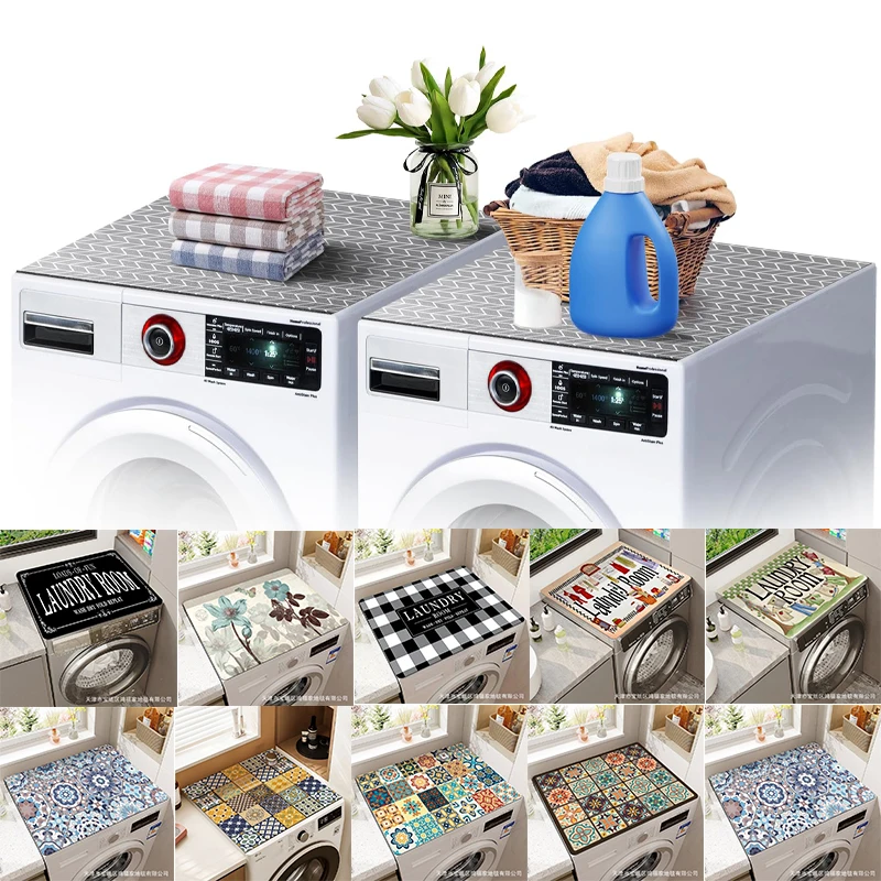 

New Anti-Slip Washer Dryer Top Cover Mat Waterproof Foldable Diatom Mud Protective Pad Quick Absorb Anti-Fall for Home Laundry