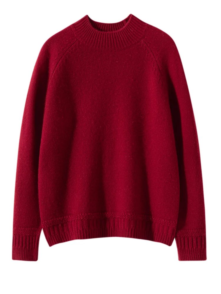 

Long Sleeve 100%Cashmere Sweaters Basic Casual Cardigan Autumn Winter Women Mock-Neck Knitwear Tops Clothing Fashion Basic Tops