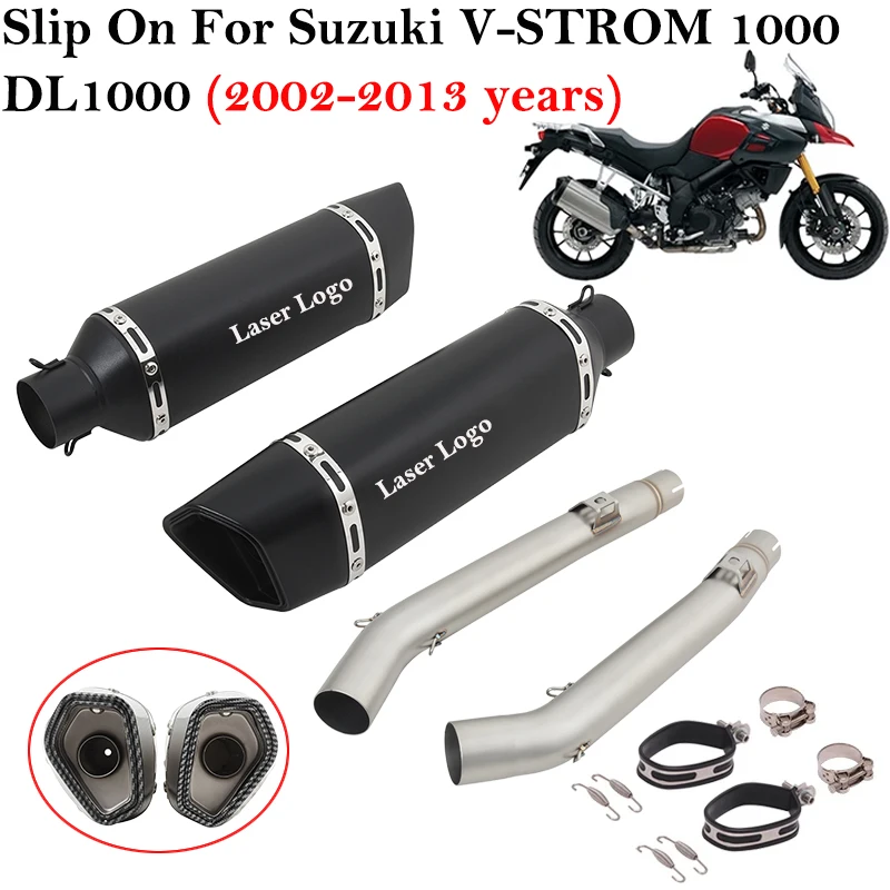 Slip On For SUZUKI V-STROM 1000 DL1000 1000 Vstrom 2002-2013 Motorcycle Exhaust Escape Modify Left / Right Mid Link Pipe Muffler