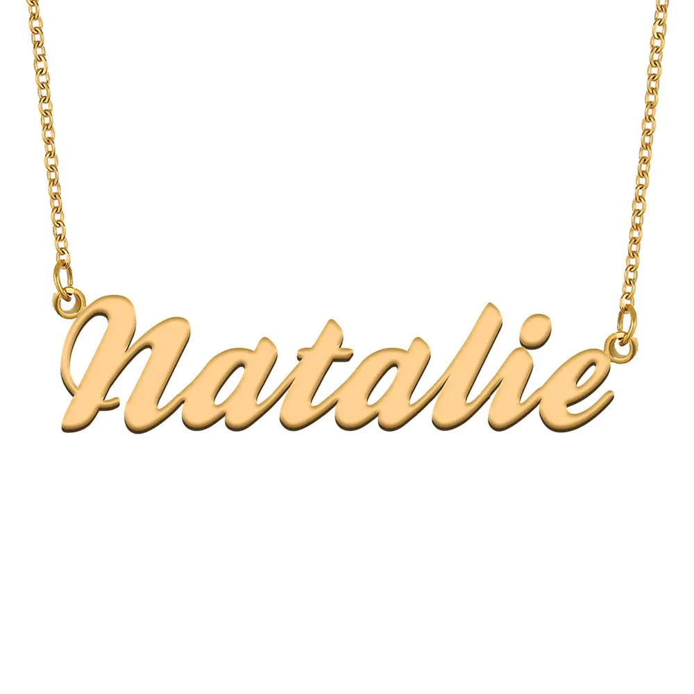 

Natalie Name Necklace for Women Stainless Steel Jewelry Gold Plated Nameplate Pendant Femme Mothers Girlfriend Gift