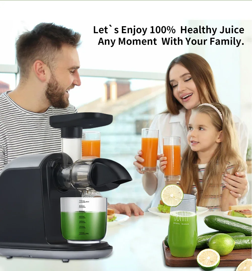 150W Slow Mill Horizontal Juicer 80rpm Slow Juicer Slow Extractor Compact Cold Press Juicer Machine Juice Mixer