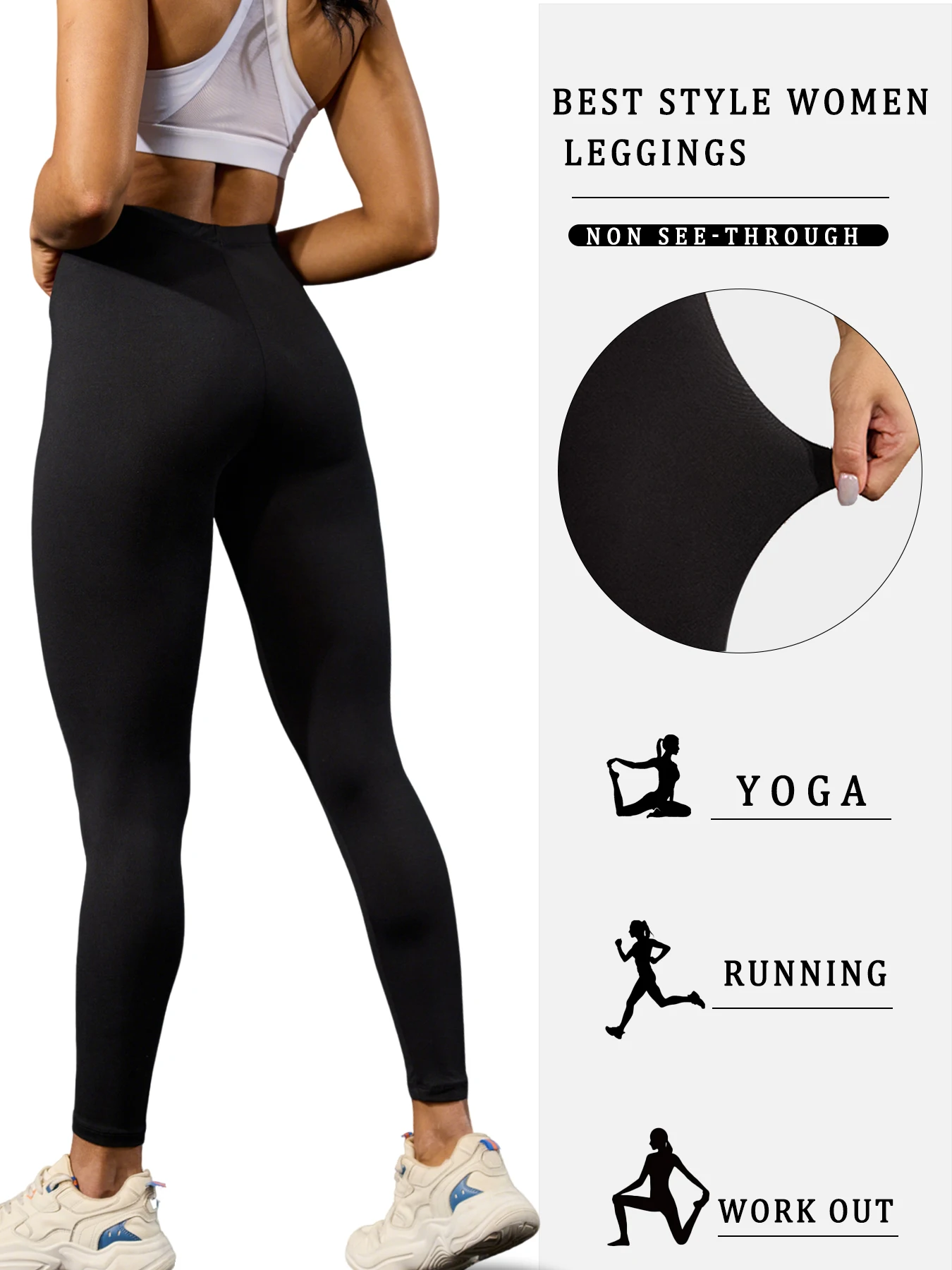 Women's Super Soft Leggings High Elasticity No See Through Workout Yoga Running Athletic Push Up Gym Long Fitness Leggings