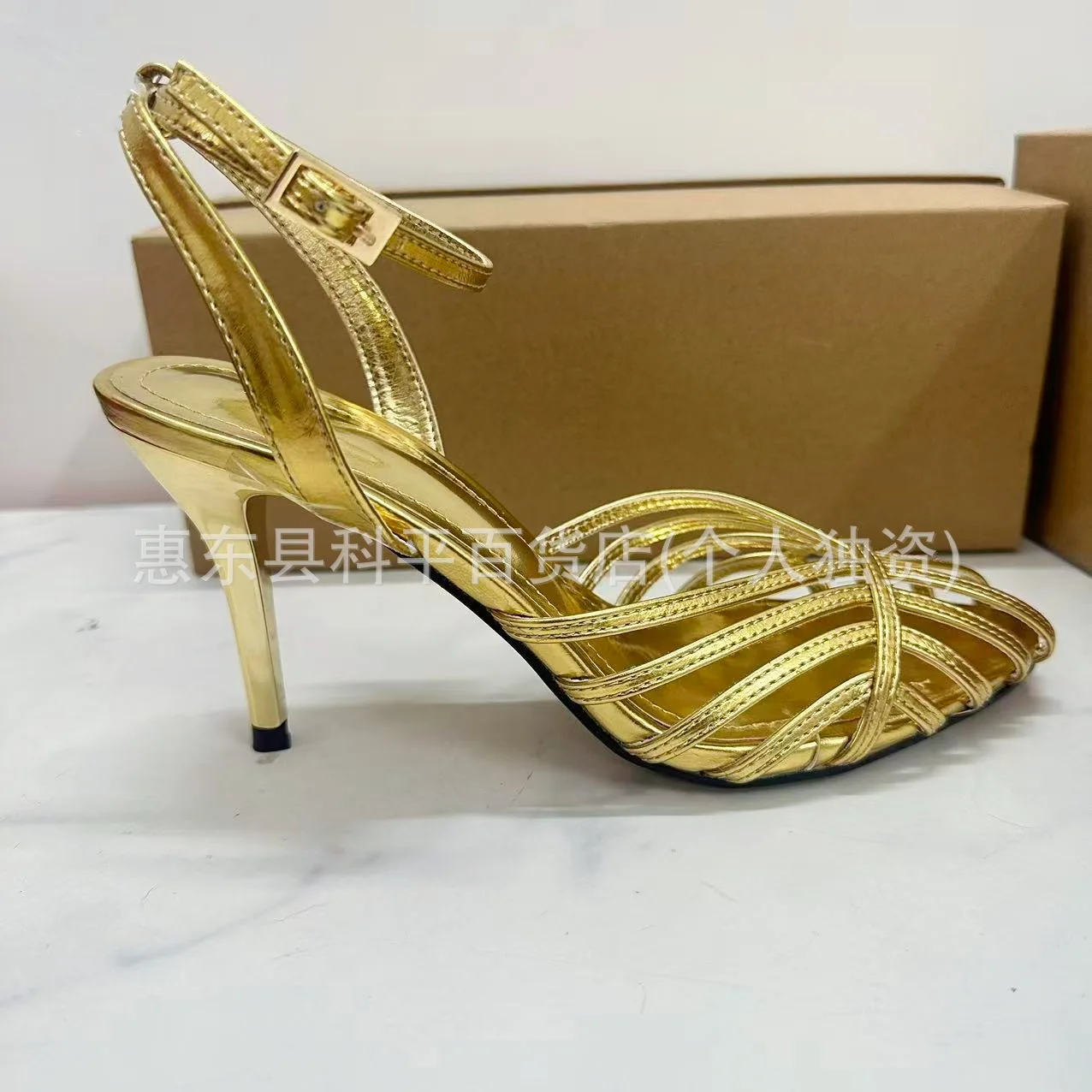 ZR новая женская обувь, женские босоножки на высоком каблуке в европейском и американском стиле с металлическим покрытием и ремешком на спине