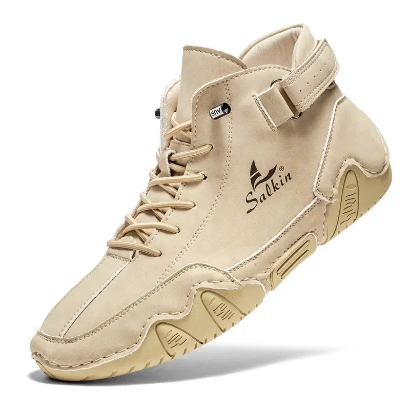 Hot 2025 New Men's Winter Cotton Shoes High Fashion Casual New Tide Ankle Boots Flat Korean Tool Batch