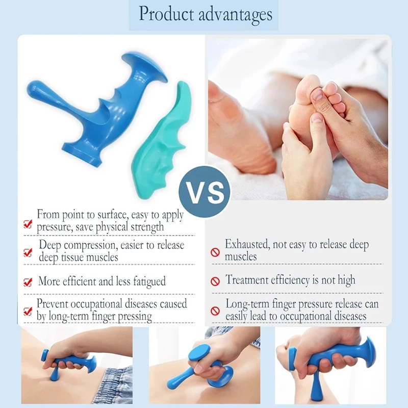 2Pcs T-shaped Massager Thumb Finger Pressure Press Trigger Point Full Body Foot Back Manual Tools Deep Relaxed Relieve Fatigue