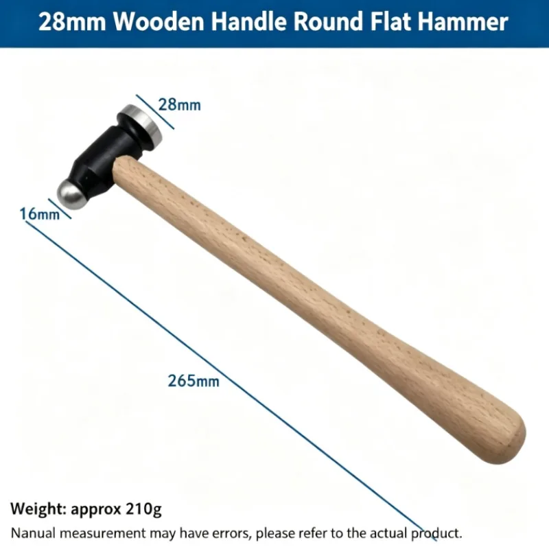 Dual-Head Jewelry Hammer Steel Mallet Wooden Handle for Gold Silver Metalworking Craft Durable Tool for DIY Projects