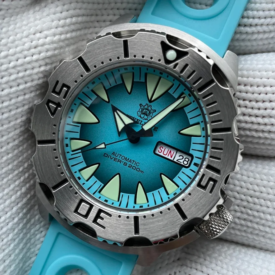 STEELDIVE Men Automatic Watch Diver Mechanical Wristwatch 20Bar Waterproof Luminous Sapphire Mirror NH36 Week Date Monster Dial