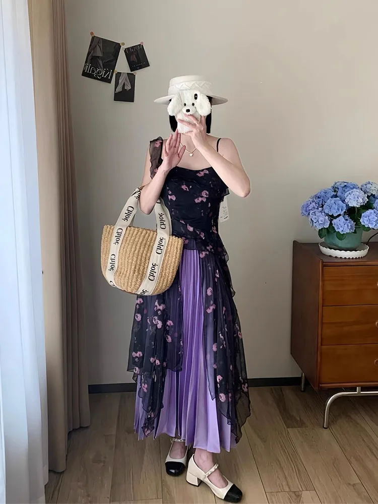 

Summer New High Waist f Skirt Set Irregular Lace Overlap Floral Lace Women's Cotton Gauze Skirt Two-Piece Set Faionable