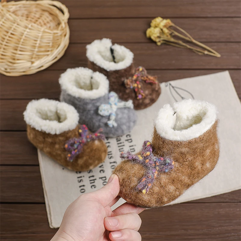 

Autumn Winter Baby Girls Snow Boots Outdoor Thickened Plush Plush Children Princess Shoes Non-slip Soft Sole Toddler Kids Boots