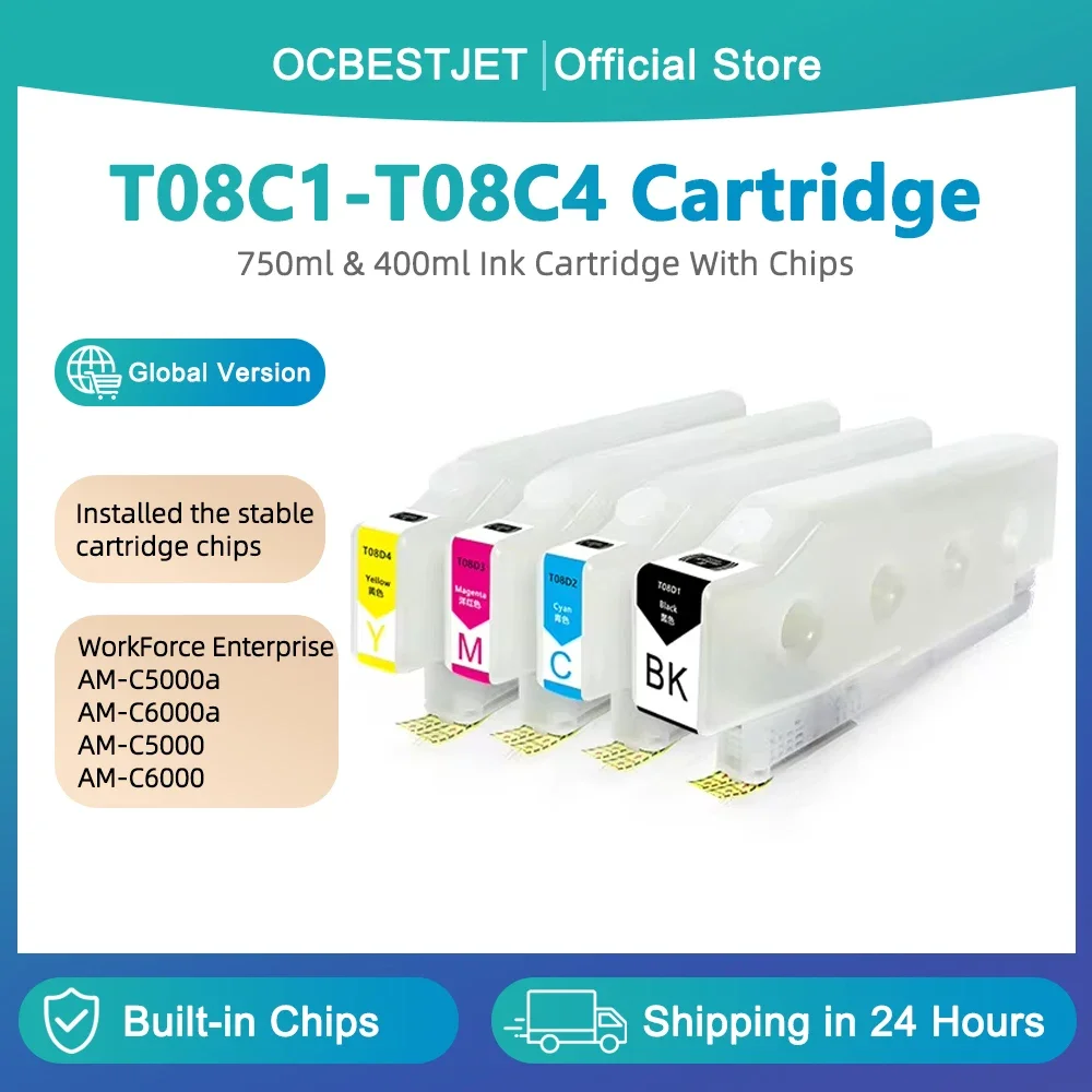 

Многоразовый картридж для Epson T08C T08C1 T08C2 T08C3 T08C4 WorkForce Enterprise AM-C5000a AM-C6000a AM-C5000 AM-C6000