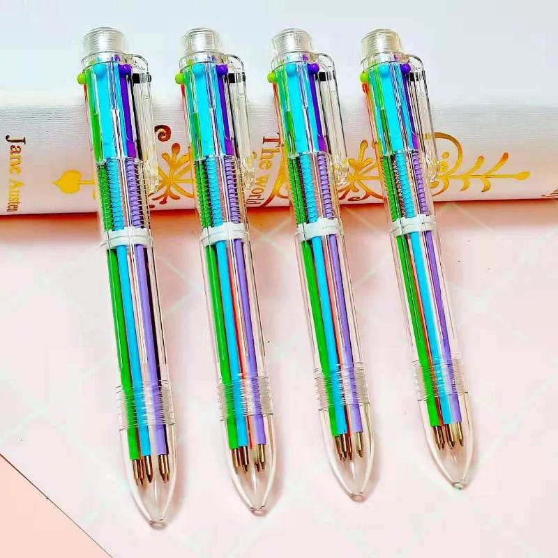 1 Pcs New Arrival Novelty Multicolor Ballpoint Pen Multifunction 6 In1 Colorful Stationery Creative School Supplies