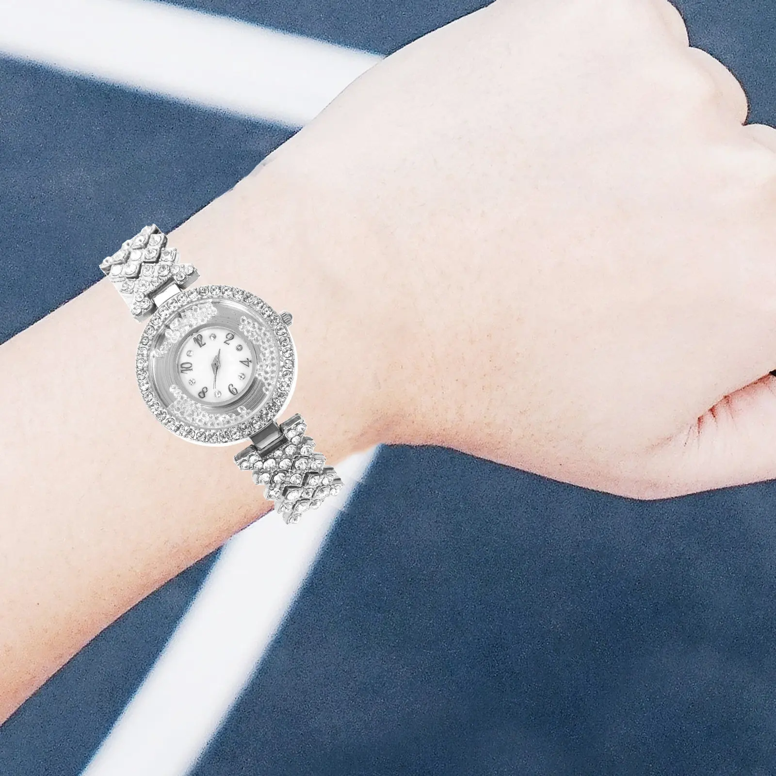 

Full Rhinestone Steel Band Women Watch Elegant Alloy Strap Dress Wristwatch Fashionable Ladies Quartz Luxury Timepiece