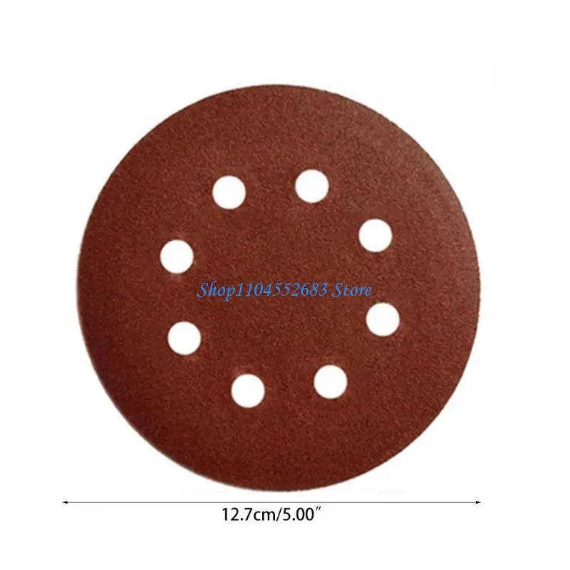 Y6GD 5 Inch 8-Hole Sanding Disc Aluminum Oxide Flocking Back Sandpapers for Sanders